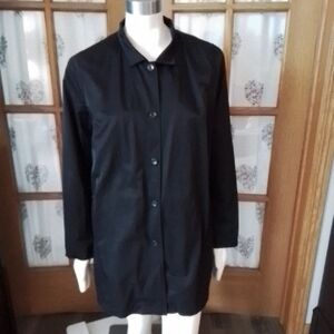 Eileen Fisher Black Long-sleeve Cotton/Nylon Coat, Size M.